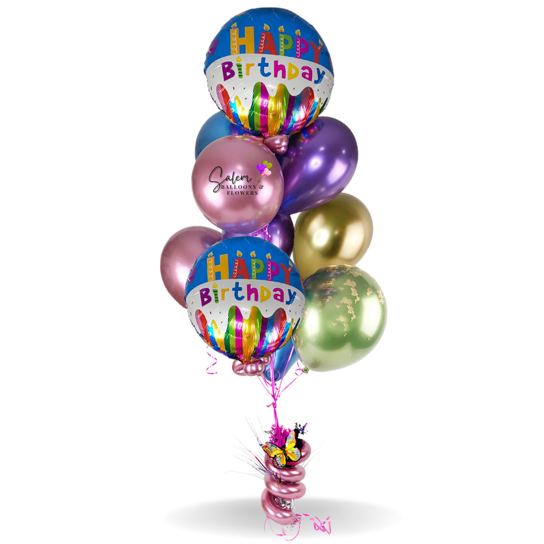 Birthday Helium balloons. Coloful Chrome colors. Balloons Salem Oregon. Delivery available.