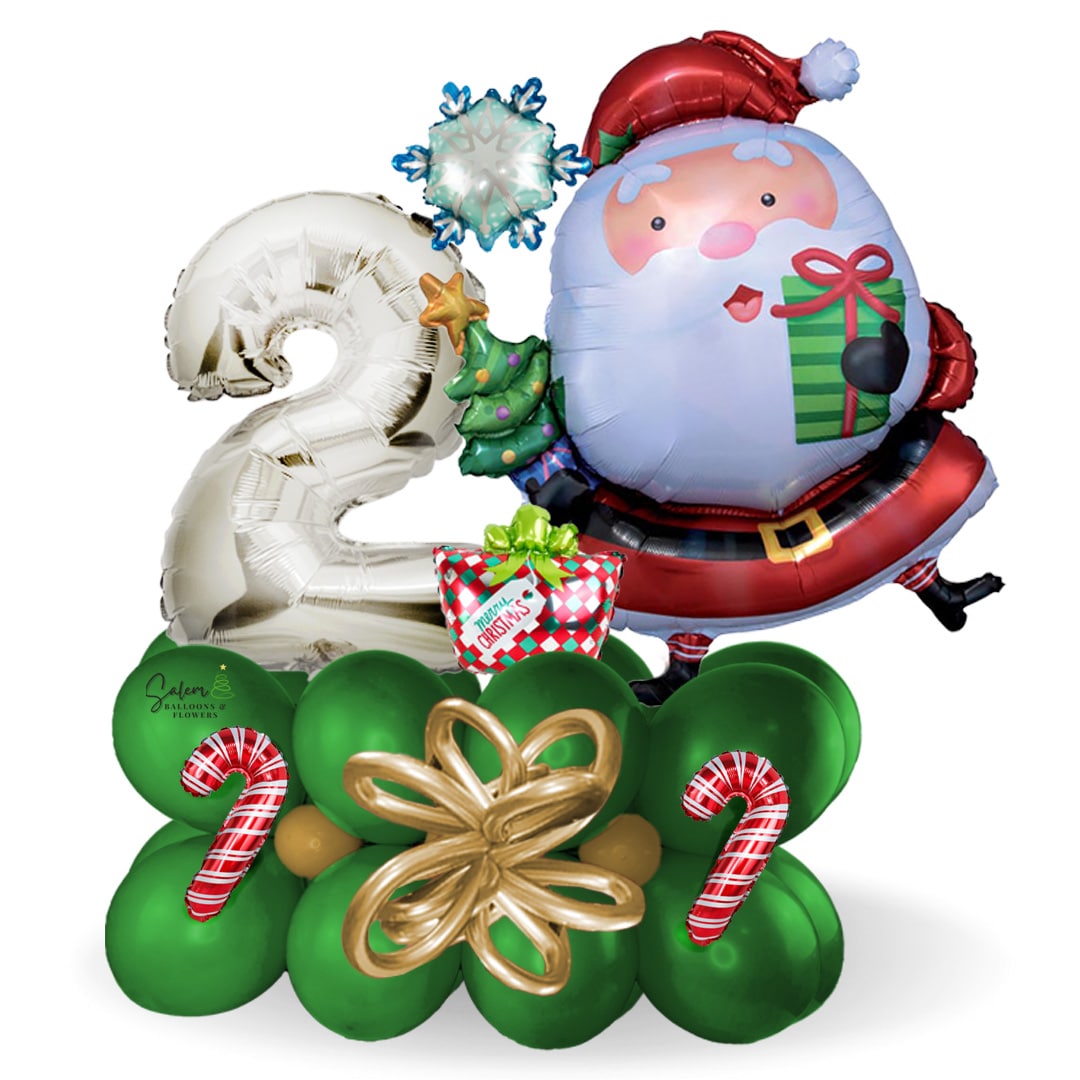 Christmas Number balloon arrangement Santa Claus. Balloons Salem Oregon