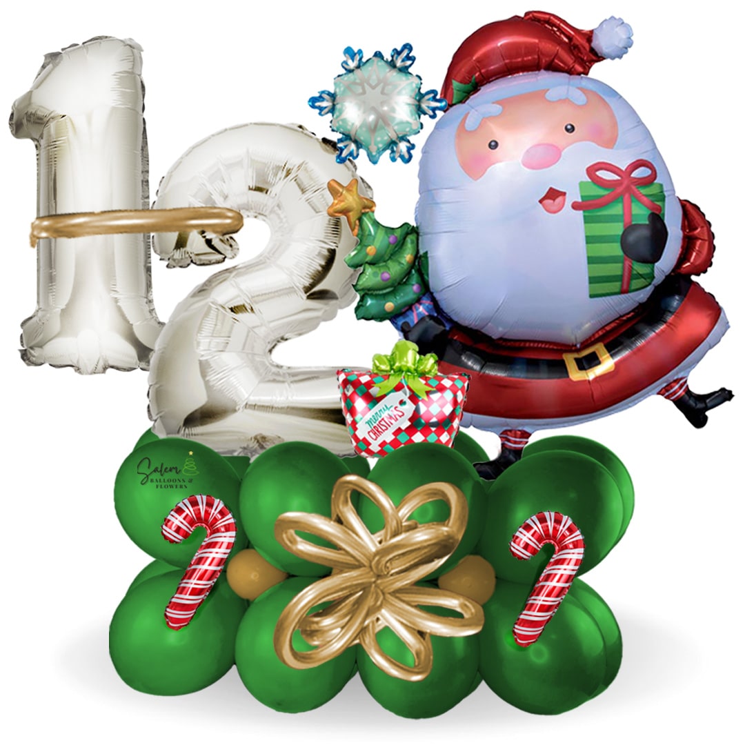Christmas Number balloon arrangement Santa Claus. Balloons Salem Oregon