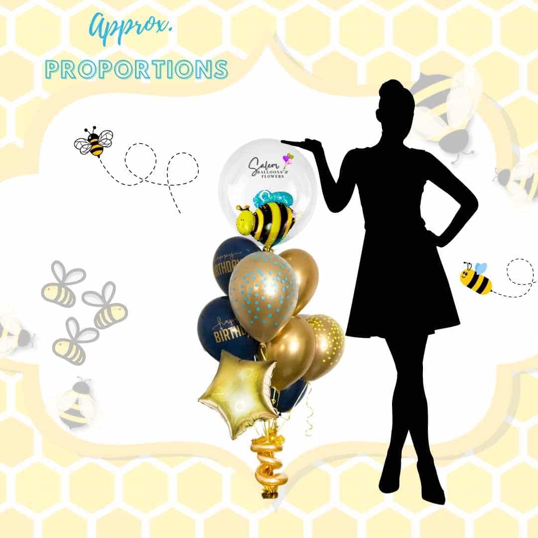 Ramo de globos de helio feliz abeja
