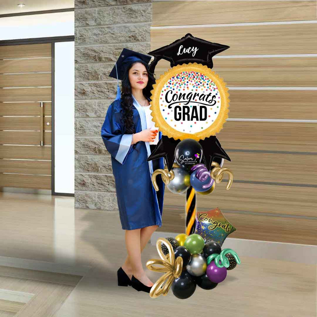 Felicidades Grad Globo Columna (regalo de celebración y accesorio de imagen)