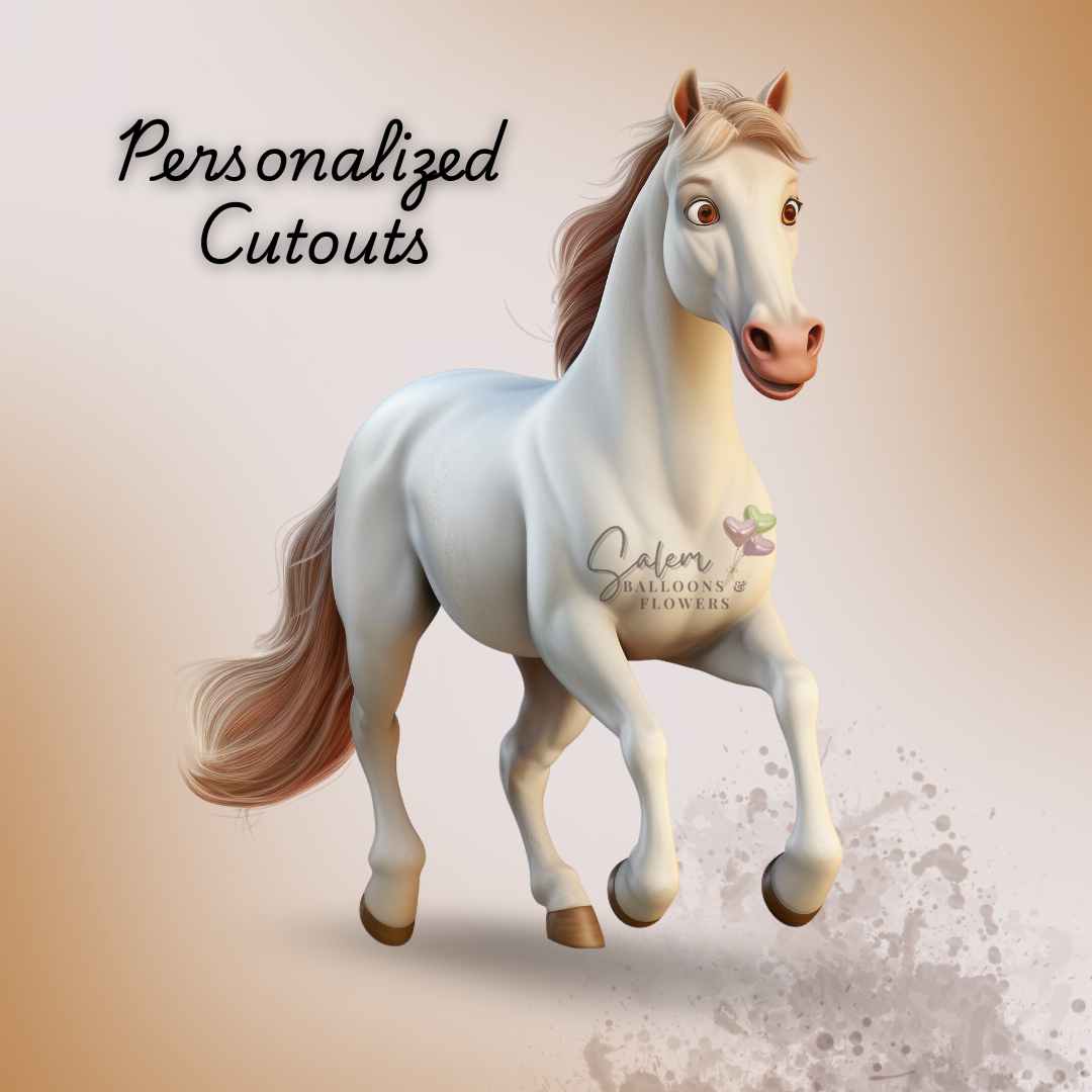 3ft tall White horse cutout. Balloon Decor. Oregon. 