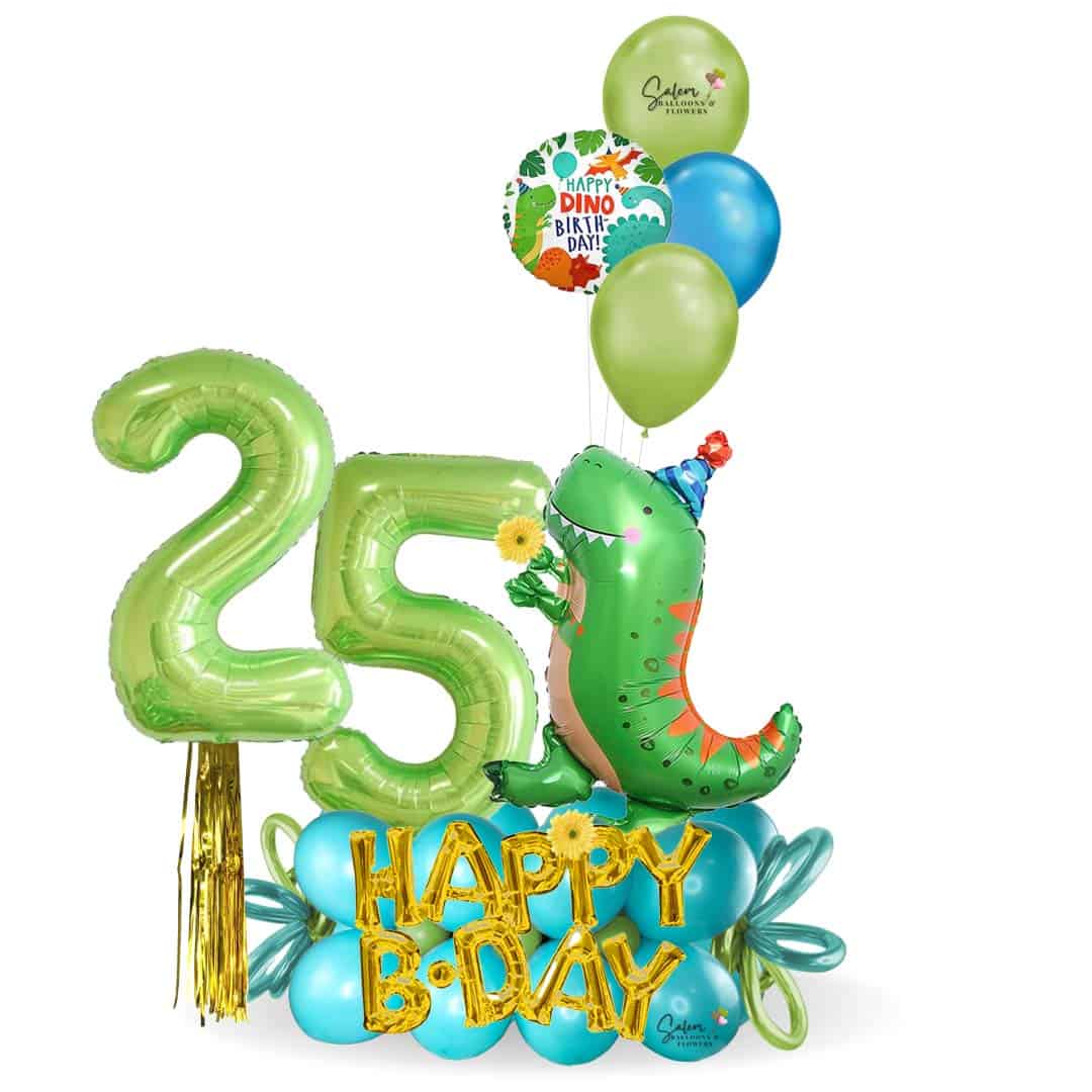 Dino Party Numbers Balloon Bouquet