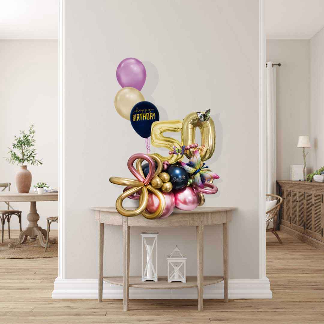 Number balloon arrangement. Featuring butterflies, curly balloons, ribbon and balloon numbers. Size Chart. Balloon delivery in Salem Oregon and nearby cities. Size chart.