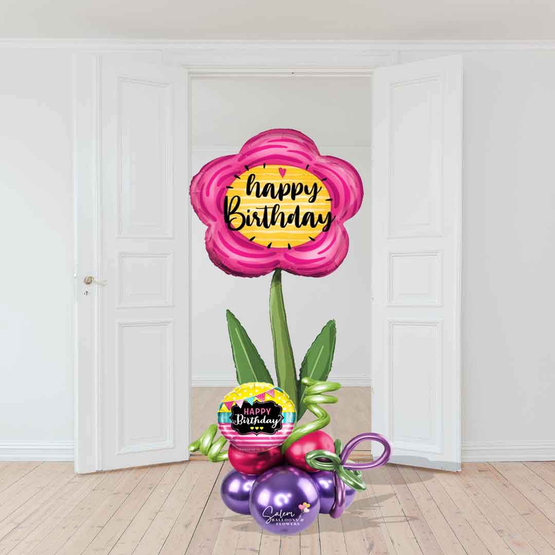 tall flower themed balloon marquee. Balloons Salem Oregon and nearby cities. size chart.