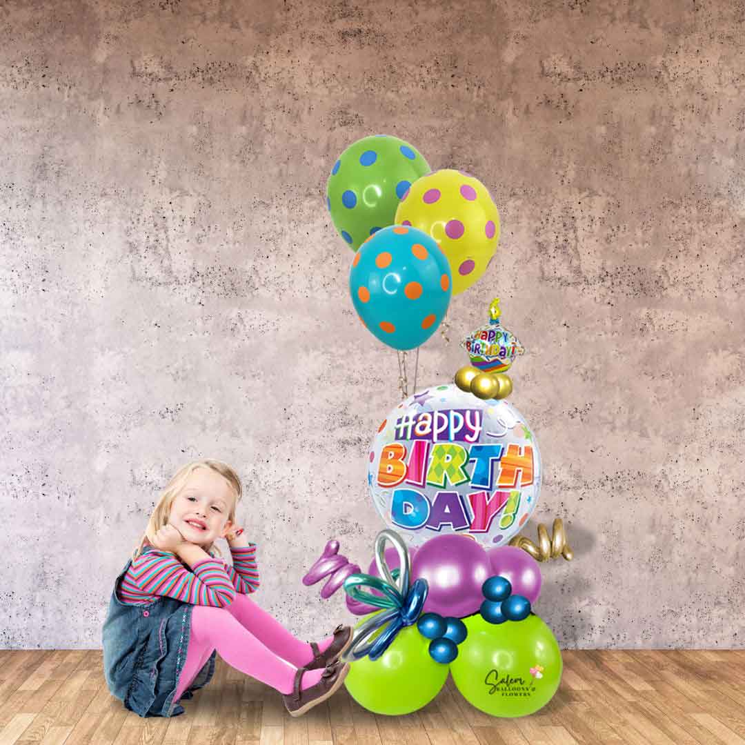 A Color Blast HBD Balloon Bouquet