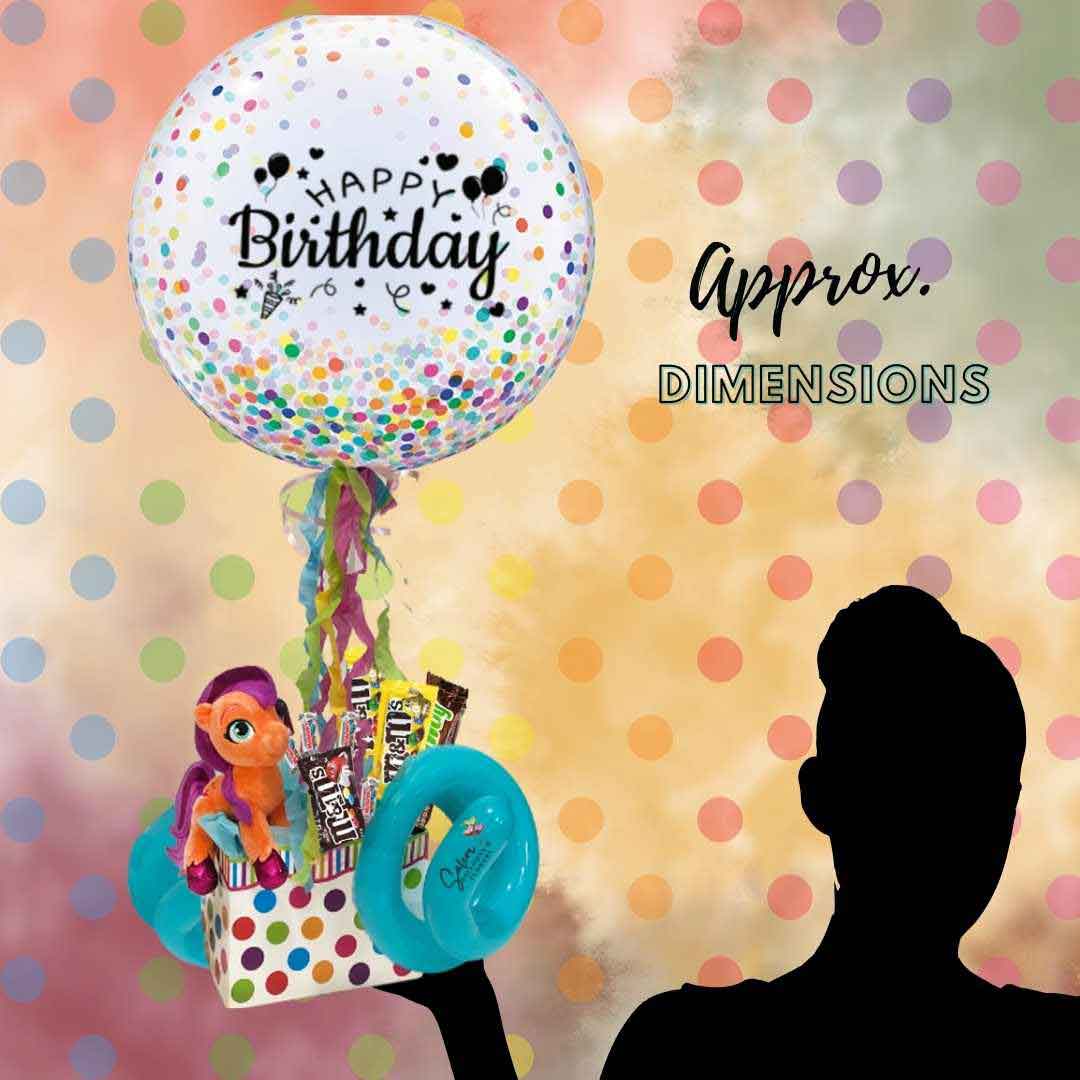 Birthday Balloon-Candy box with my little pony plush and big deco-bubble. Balloons Salem Oregon.