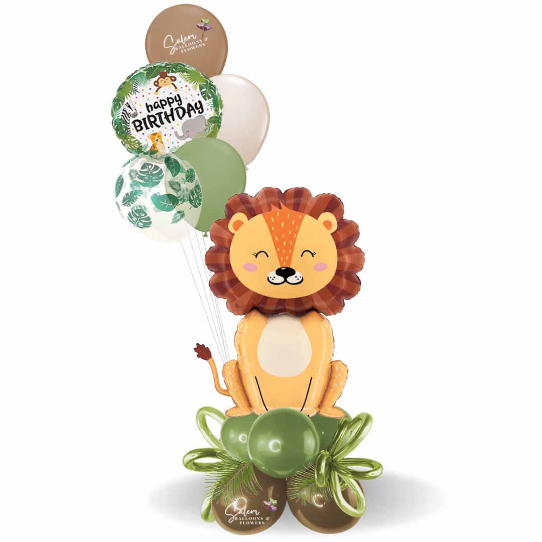 Safari themed balloons with numbers and helium balloons. Delivery in Salem Oregon and nearby cities