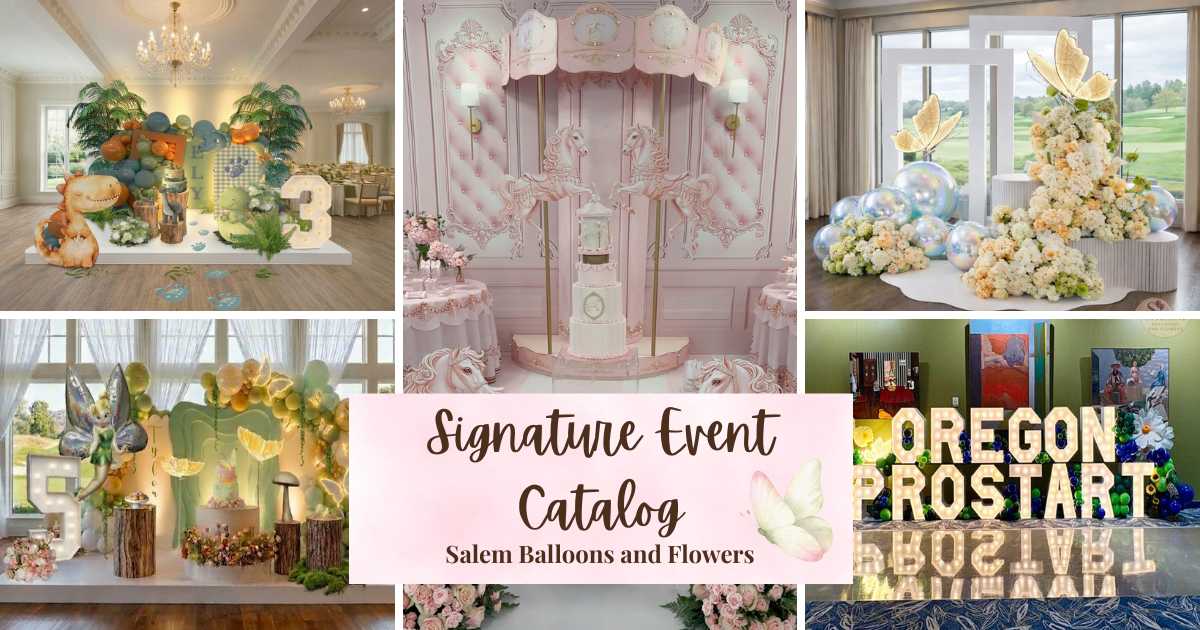 Collage of baby shower, birthday, and corporate events. Oregon.