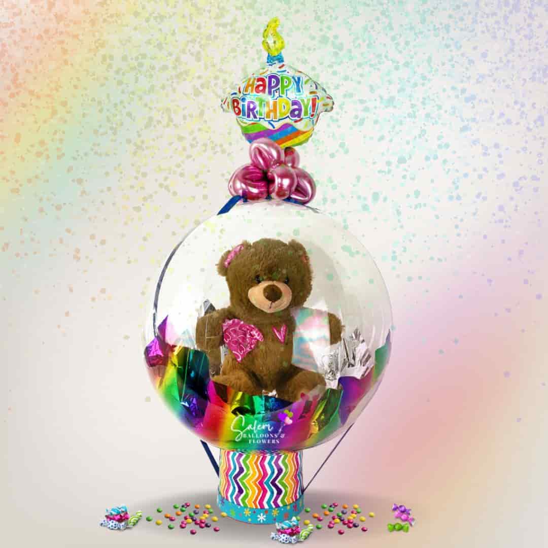 Vibrant colors Teddy bear Stuffed bubble balloon Salem Oregon and nearby cities