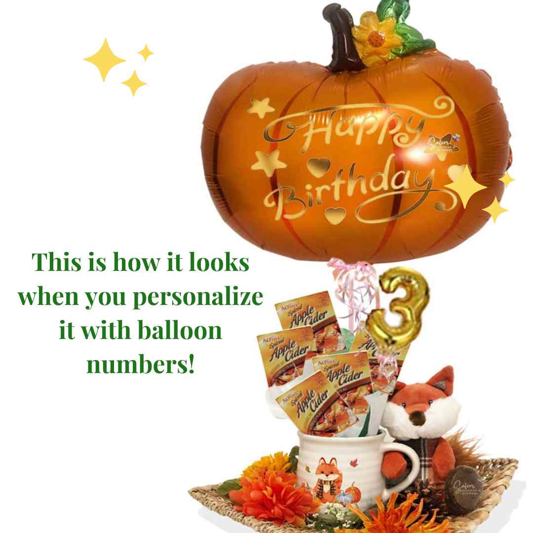 Calabaza de azúcar (regalo acogedor con globo de canasta de otoño)