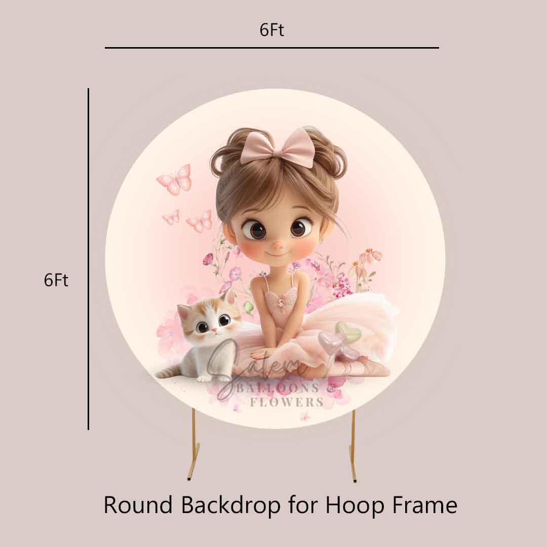 Ballerina themed Round backdrop for golden hoop frame. Balloon decor. Oregon