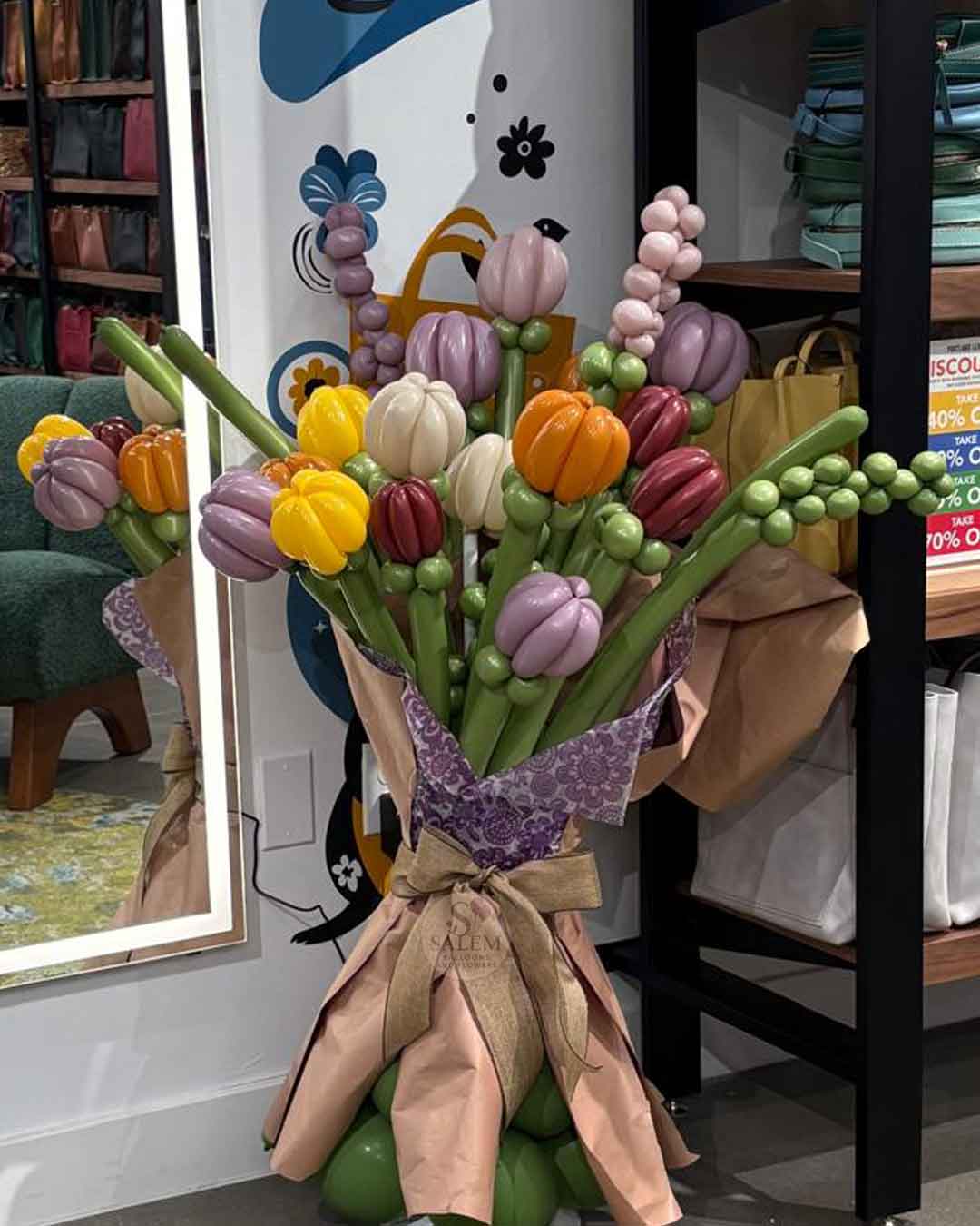 Tulip Whispers. Balloon Flower Arrangement