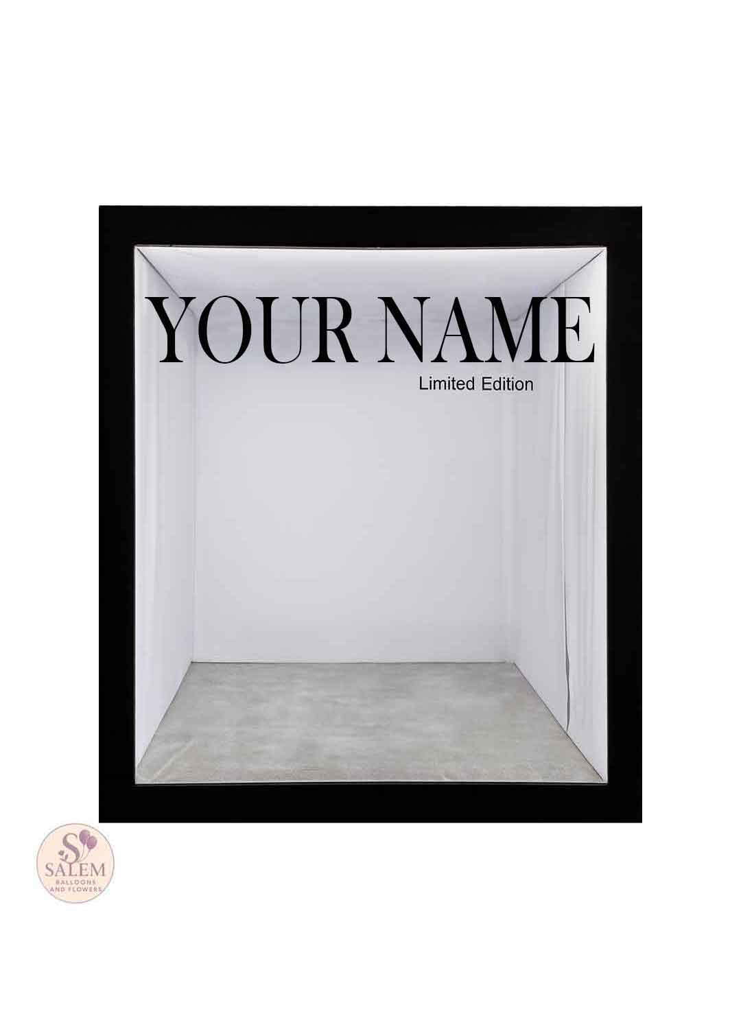 Magazine Cover Photo Booth. With a magazine title and limited edition signs on a white background. Party rentals ORegon