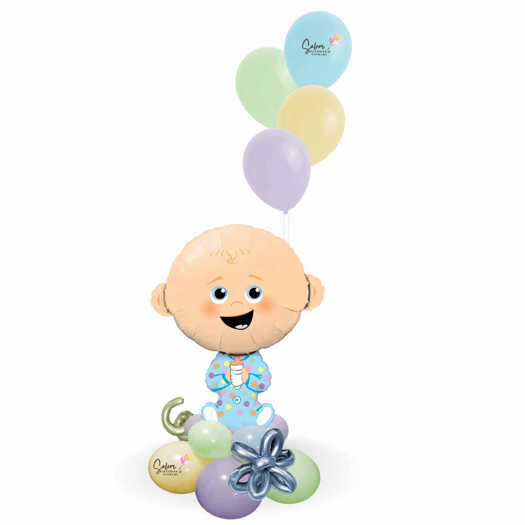 Baby boy balloon bouquet. Balloon delivery Salem Oregon and nearby cities.