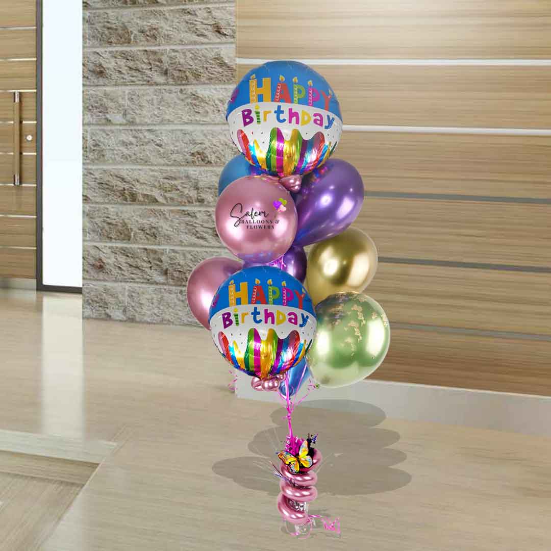 Birthday Helium balloons. Coloful Chrome colors. Balloons Salem Oregon. Delivery available.