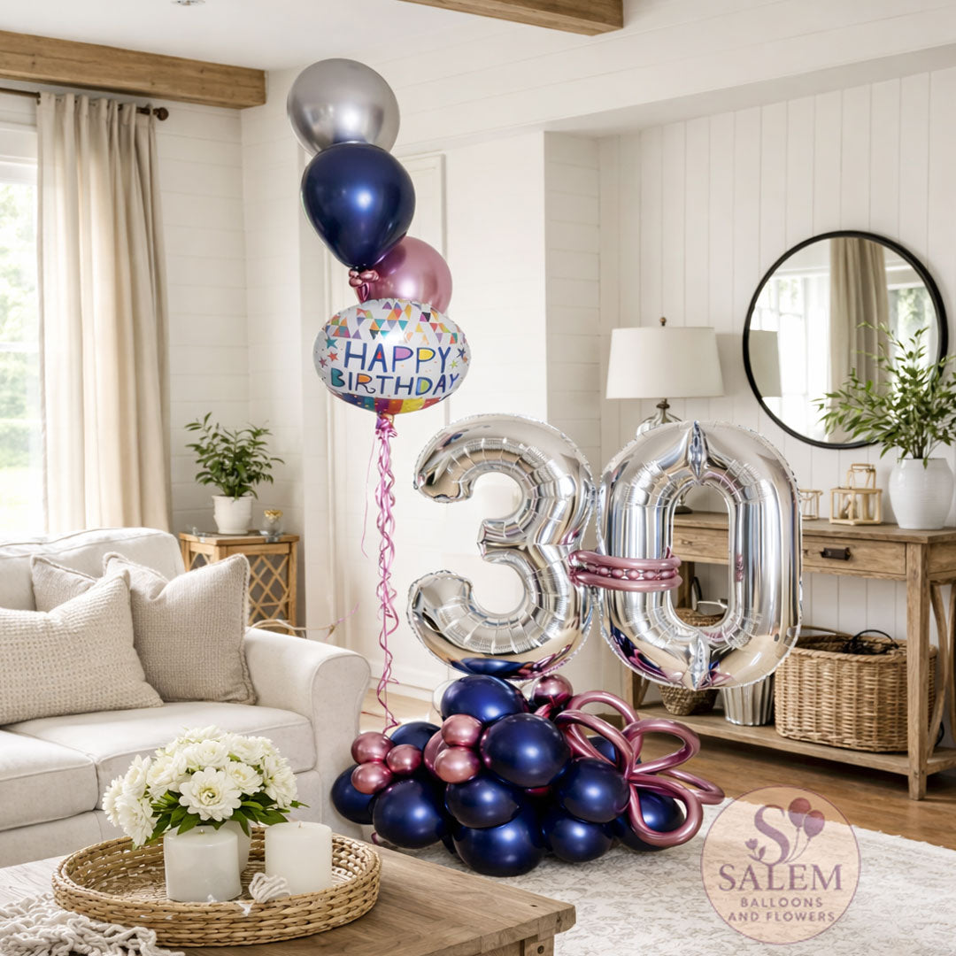 Bright Candles & Cake Birthday Numbers Balloon Marquee