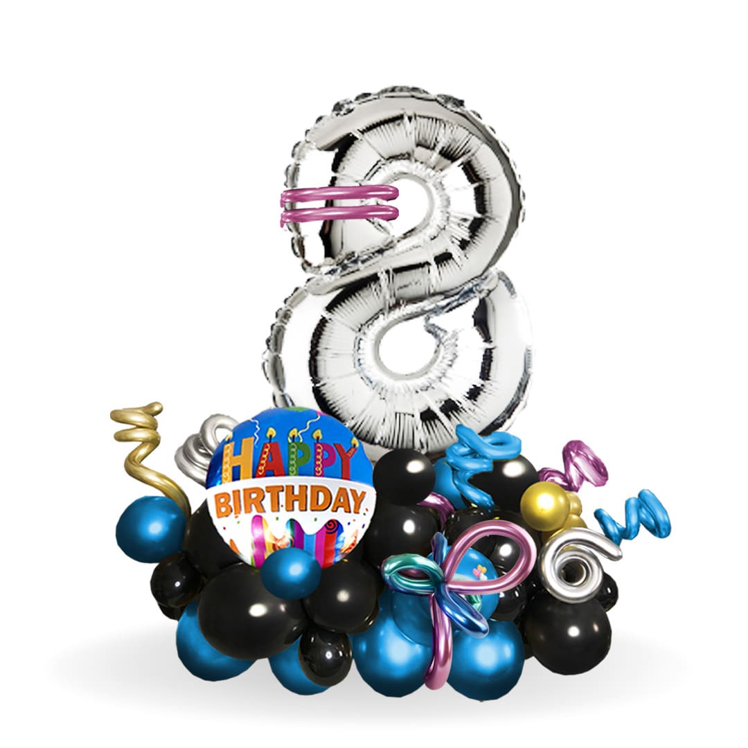 birthday balloon number. Delivery available in Salem Oregon and nearby cities. Chrome balloons. Silver balloon numbers