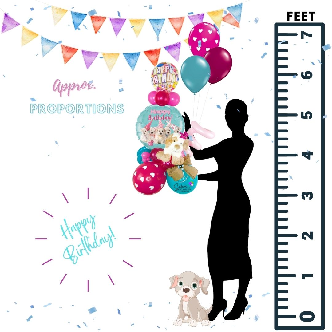 Happy Birthday Bubble Mylar Balloon Bouquet (6 Balloons) - Balloon Delivery  by