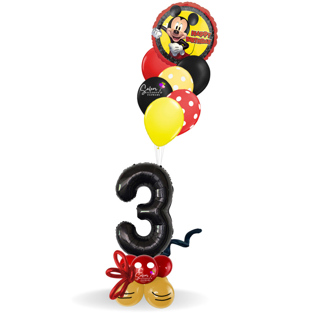 Mickey Mouse birthday helium balloons. balloon numbers. Delivery available in Salem Oregon and nearby cities.