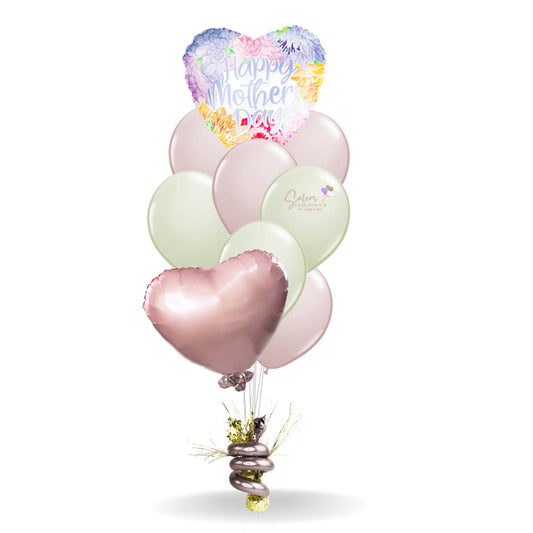 Mother's Day balloon bouquet with a "Happy Mother's Day" message in pastel colors. Salem Oregon balloon delivery.